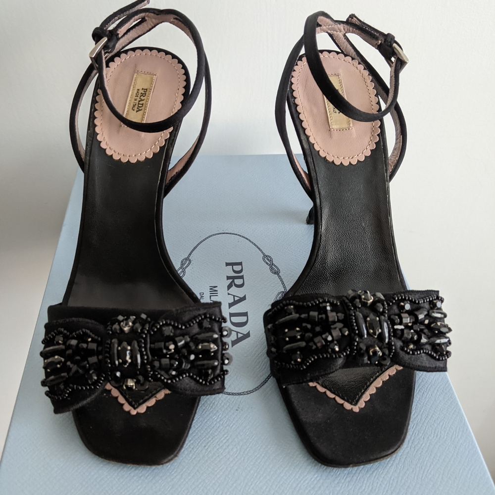 Prada Black Beaded Women's Heels